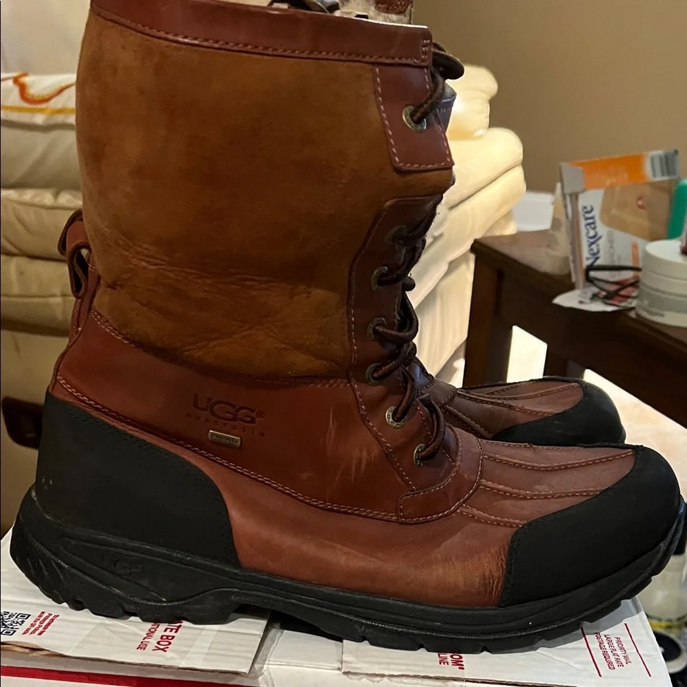 UGG Men’s Butte Shearling Winter Boots in Chestnut Sz 14